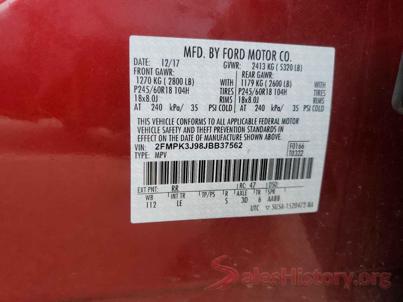 2FMPK3J98JBB37562 2018 FORD EDGE