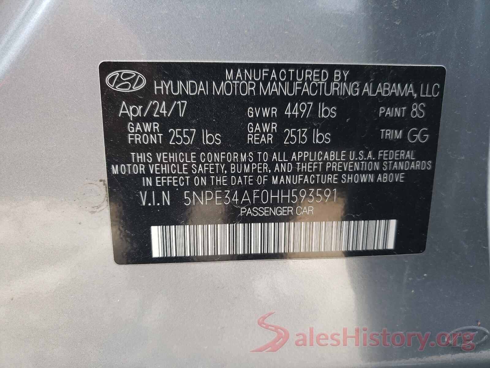 5NPE34AF0HH593591 2017 HYUNDAI SONATA