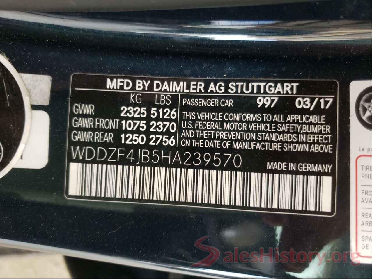 WDDZF4JB5HA239570 2017 MERCEDES-BENZ E-CLASS