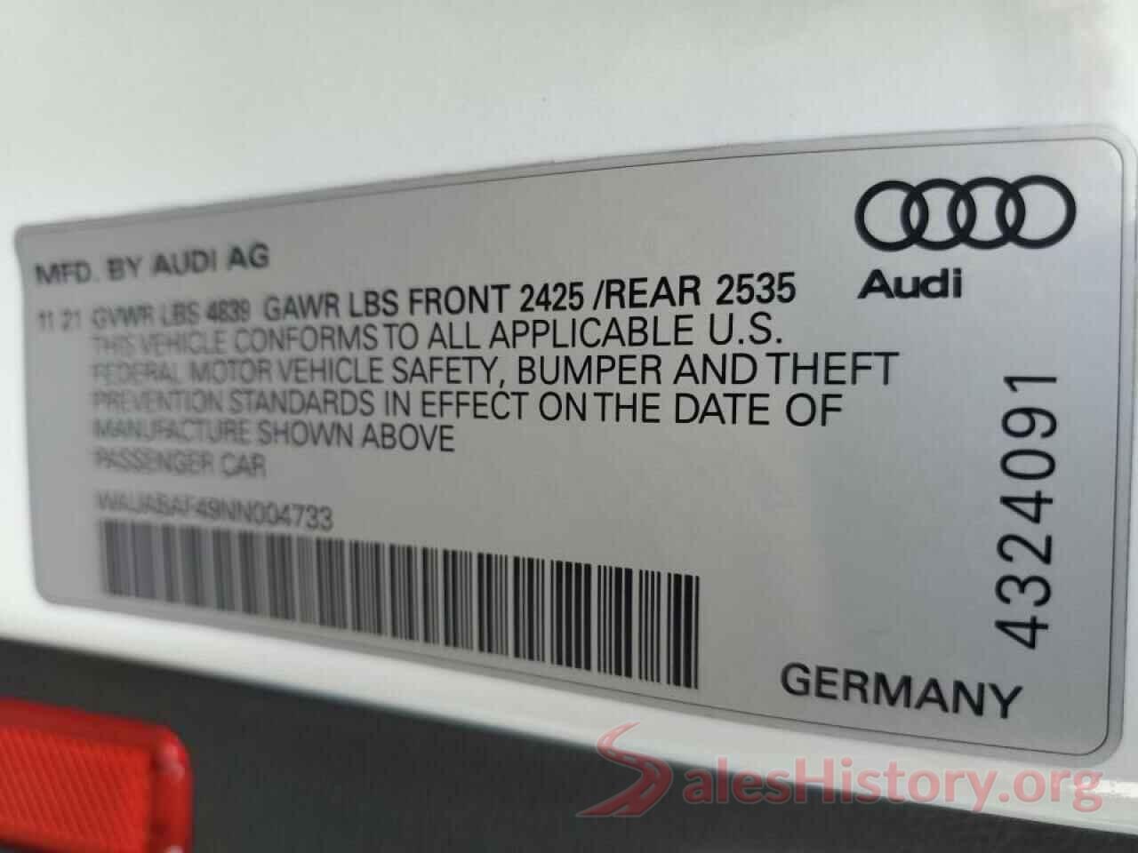 WAUABAF49NN004733 2022 AUDI A4