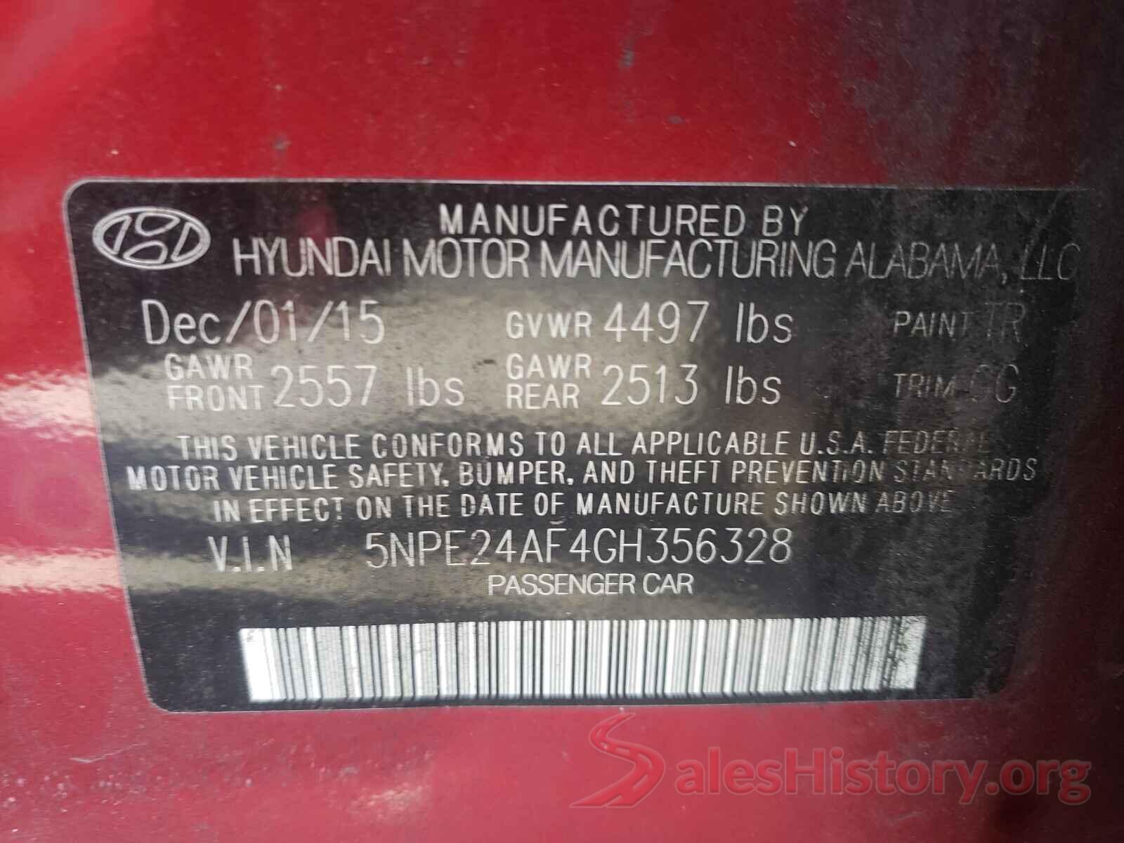 5NPE24AF4GH356328 2016 HYUNDAI SONATA