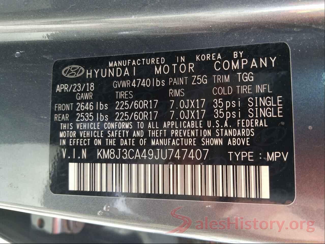 KM8J3CA49JU747407 2018 HYUNDAI TUCSON