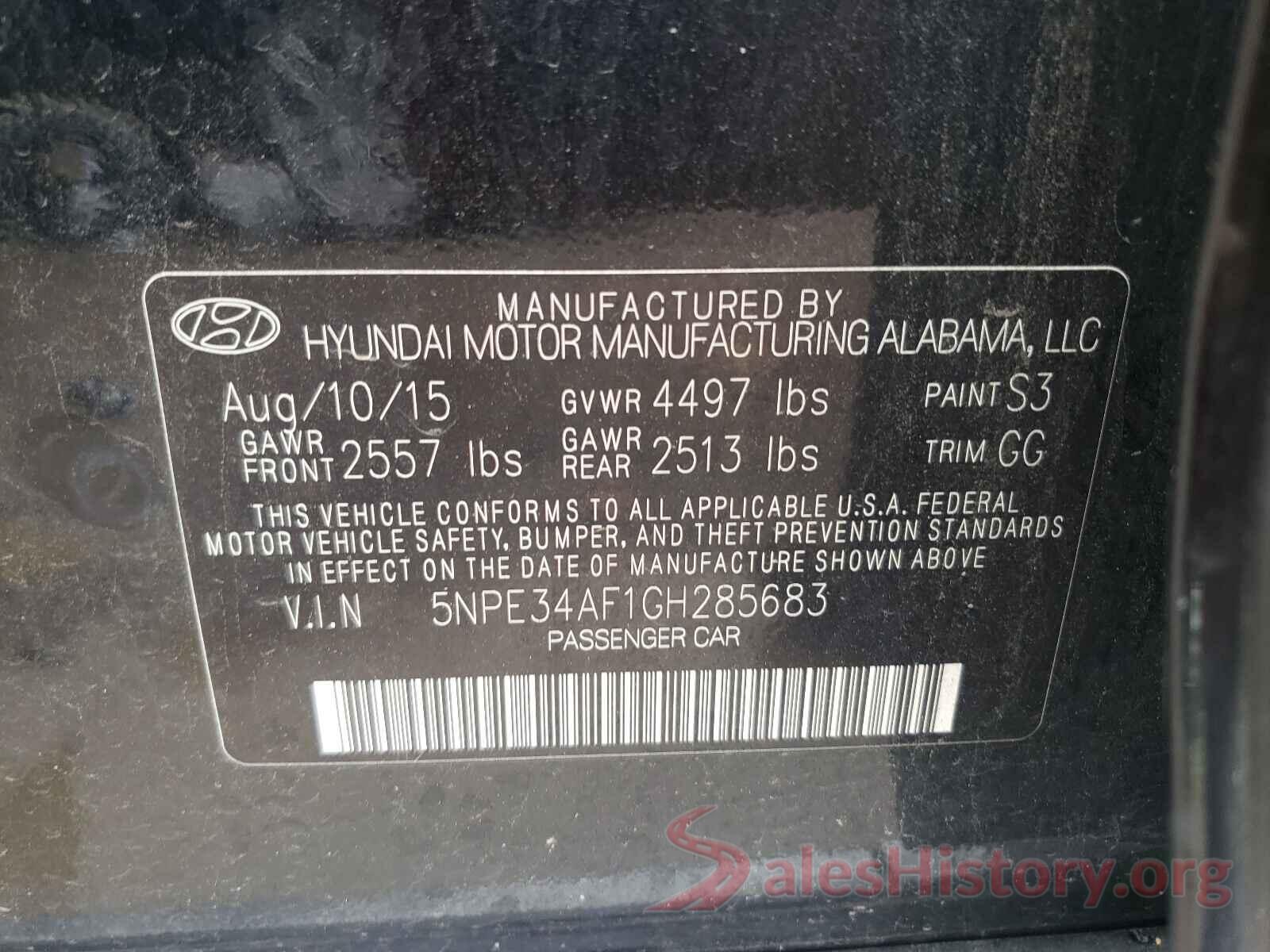 5NPE34AF1GH285683 2016 HYUNDAI SONATA