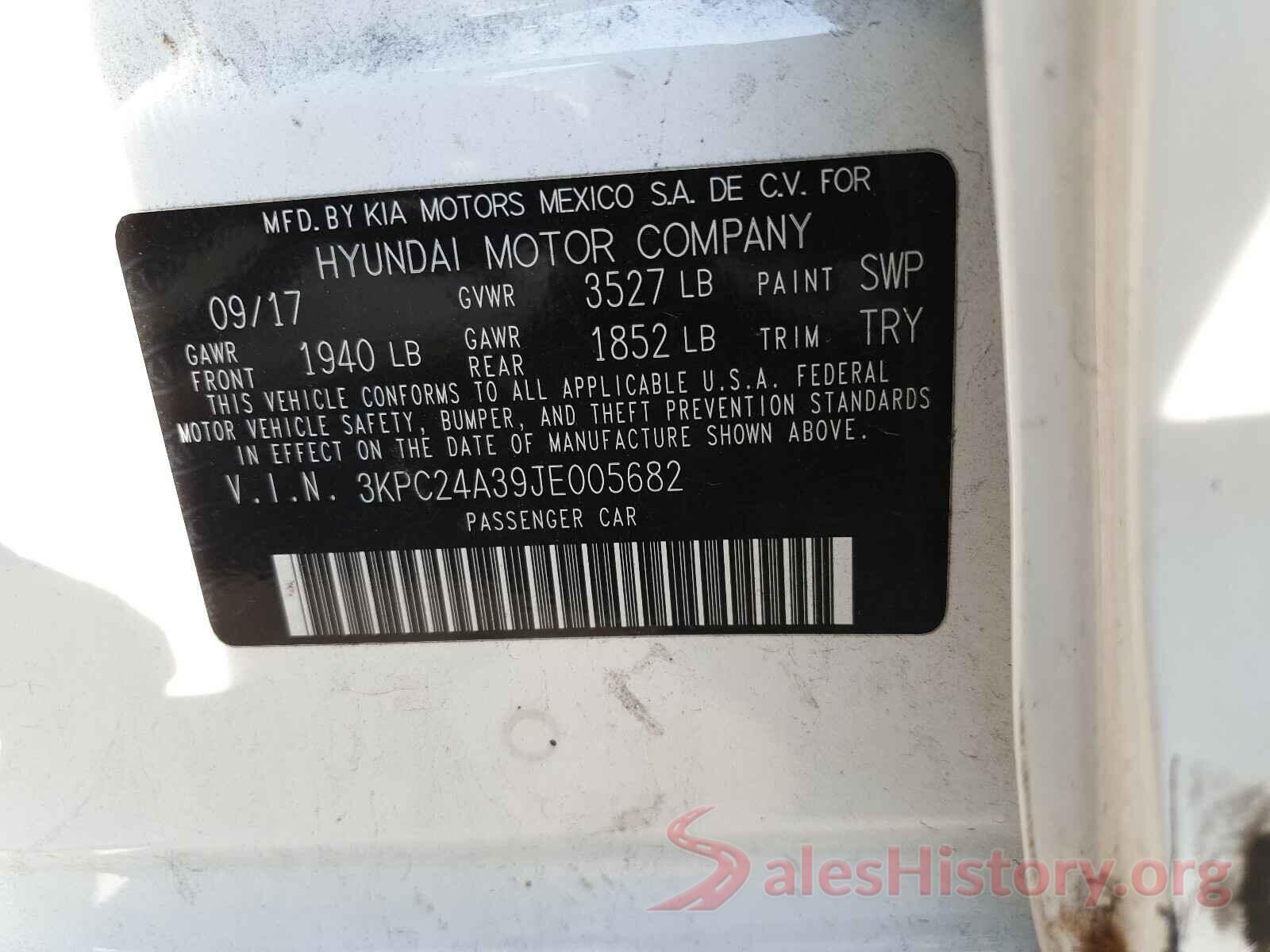 3KPC24A39JE005682 2018 HYUNDAI ACCENT