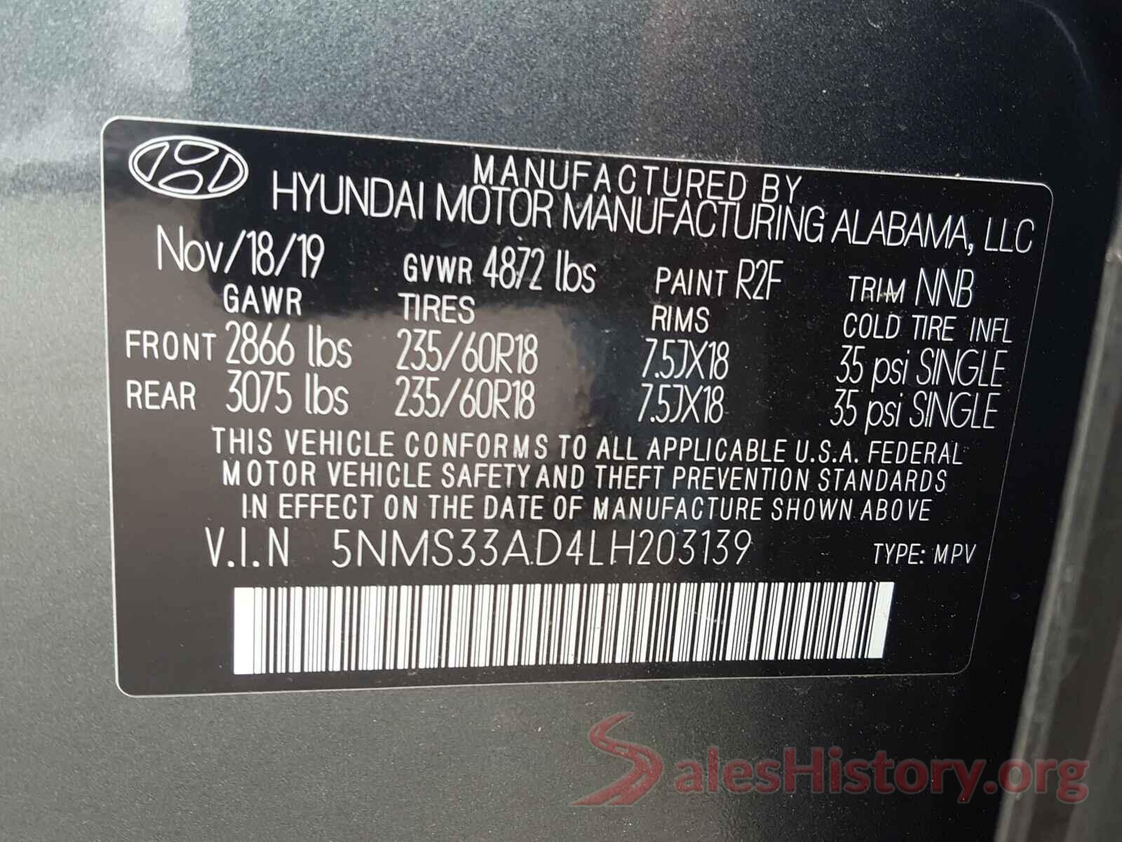 5NMS33AD4LH203139 2020 HYUNDAI SANTA FE