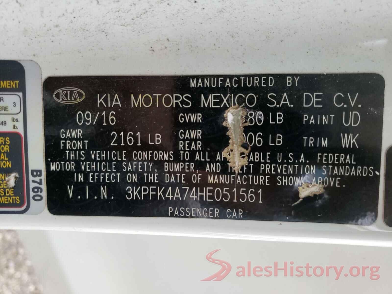 3KPFK4A74HE051561 2017 KIA FORTE