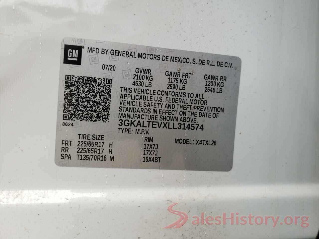 3GKALTEVXLL314574 2020 GMC TERRAIN