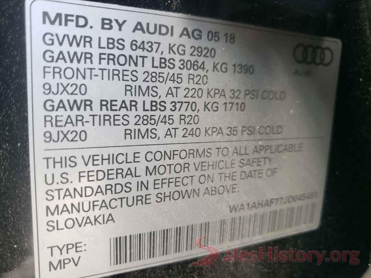 WA1AHAF77JD045481 2018 AUDI Q7