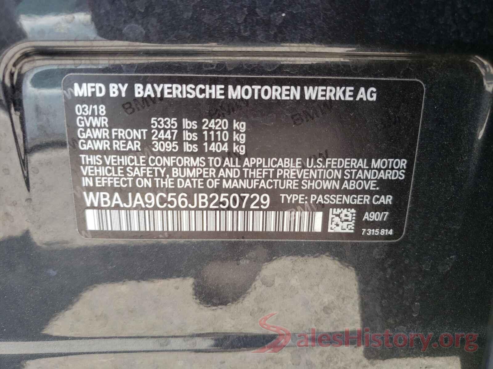 WBAJA9C56JB250729 2018 BMW 5 SERIES