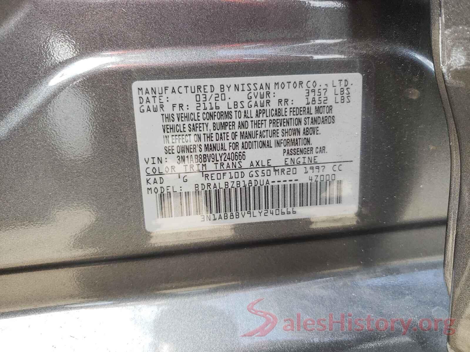 3N1AB8BV9LY240666 2020 NISSAN SENTRA