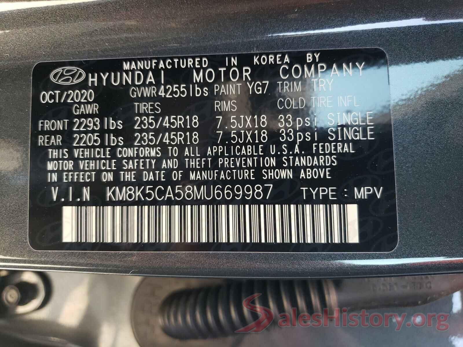 KM8K5CA58MU669987 2021 HYUNDAI KONA