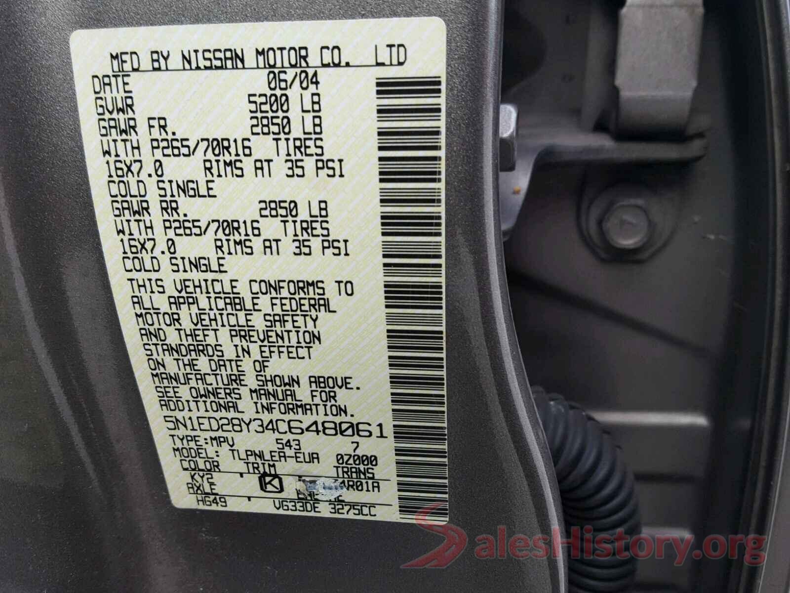 5N1ED28Y34C648061 2004 NISSAN XTERRA XE