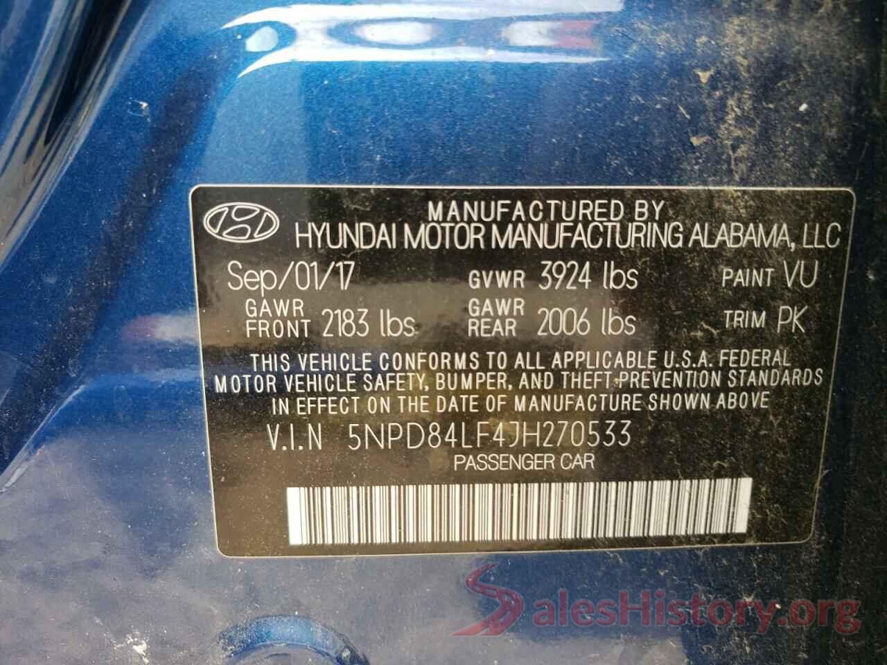 5NPD84LF4JH270533 2018 HYUNDAI ELANTRA