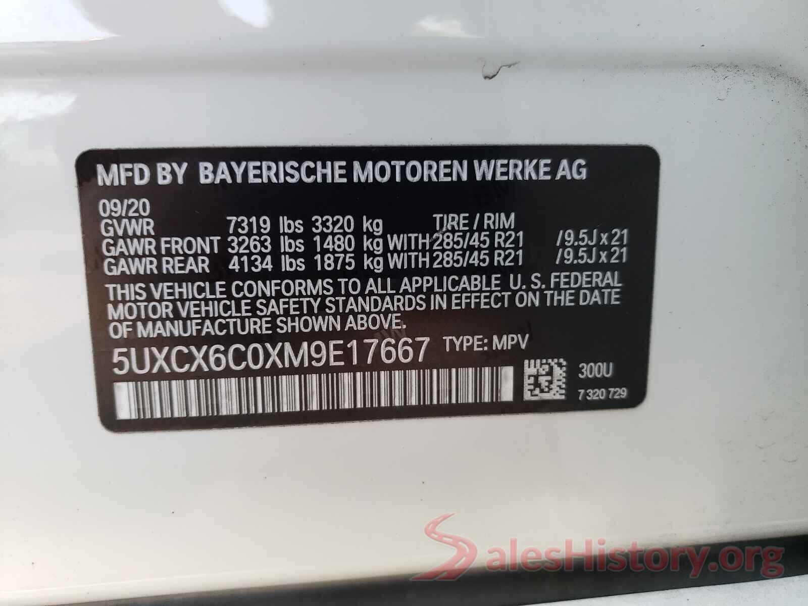 5UXCX6C0XM9E17667 2021 BMW X7