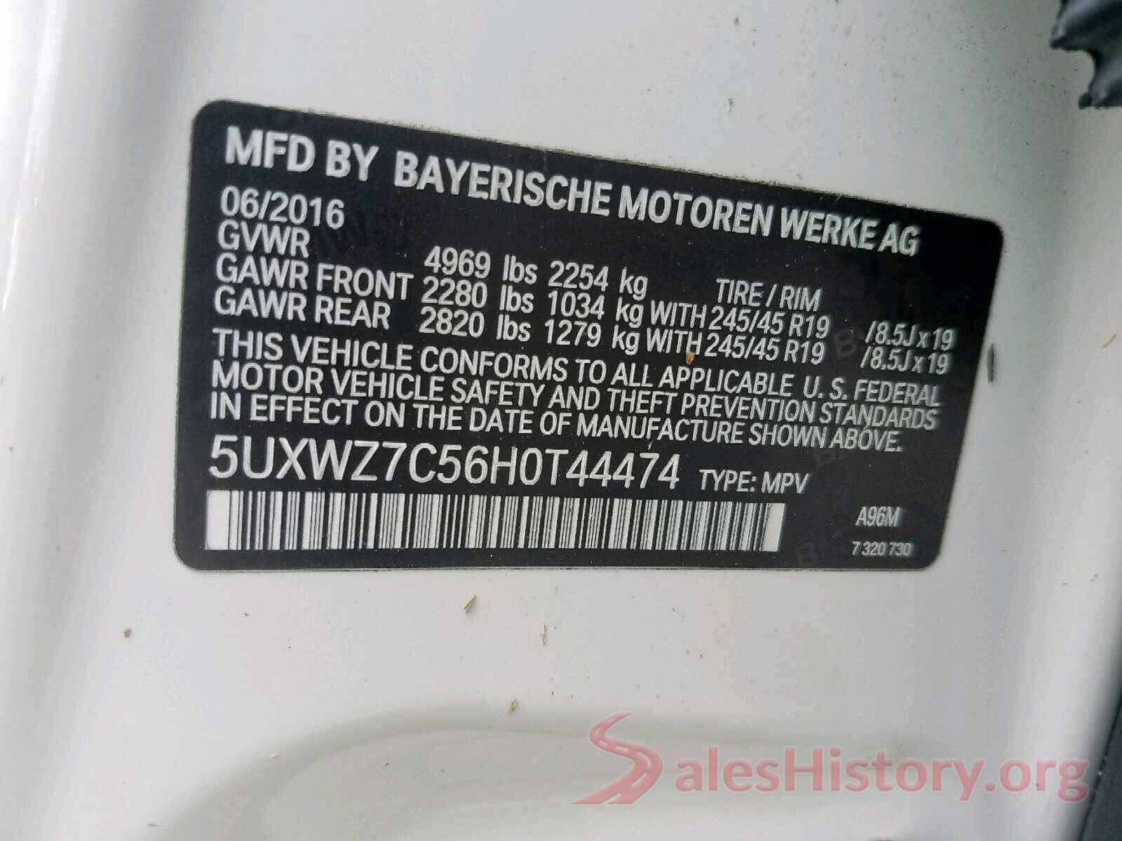 5UXWZ7C56H0T44474 2017 BMW X3