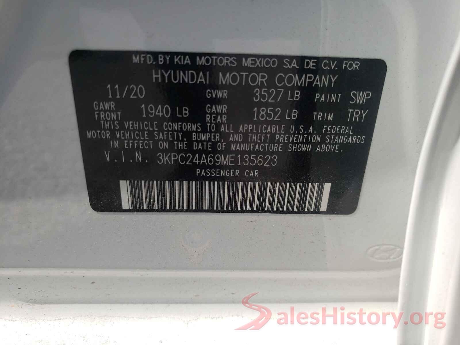 3KPC24A69ME135623 2021 HYUNDAI ACCENT