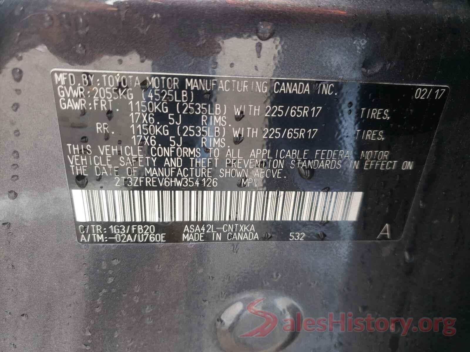 2T3ZFREV6HW354126 2017 TOYOTA RAV4