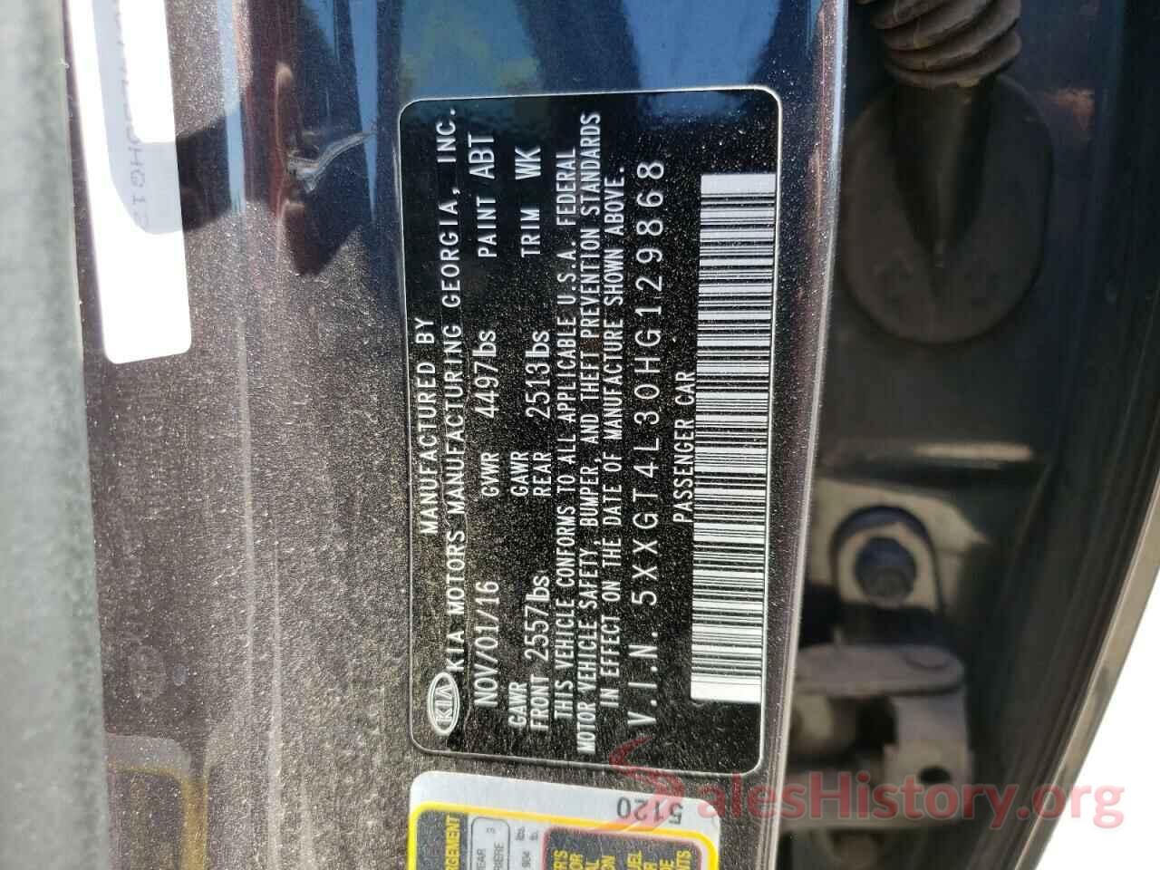 5XXGT4L30HG129868 2017 KIA OPTIMA