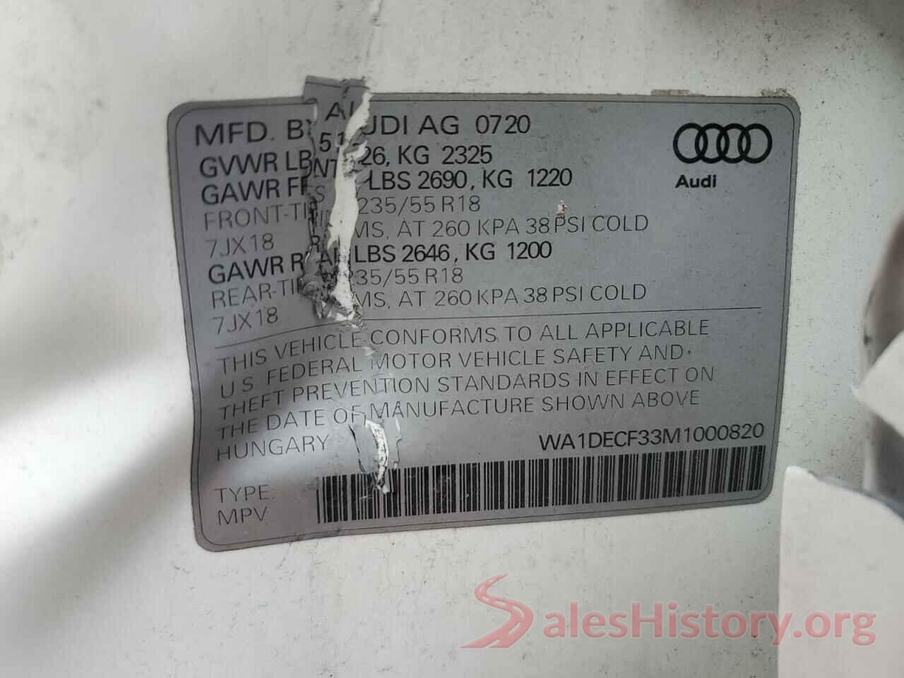 WA1DECF33M1000820 2021 AUDI Q3