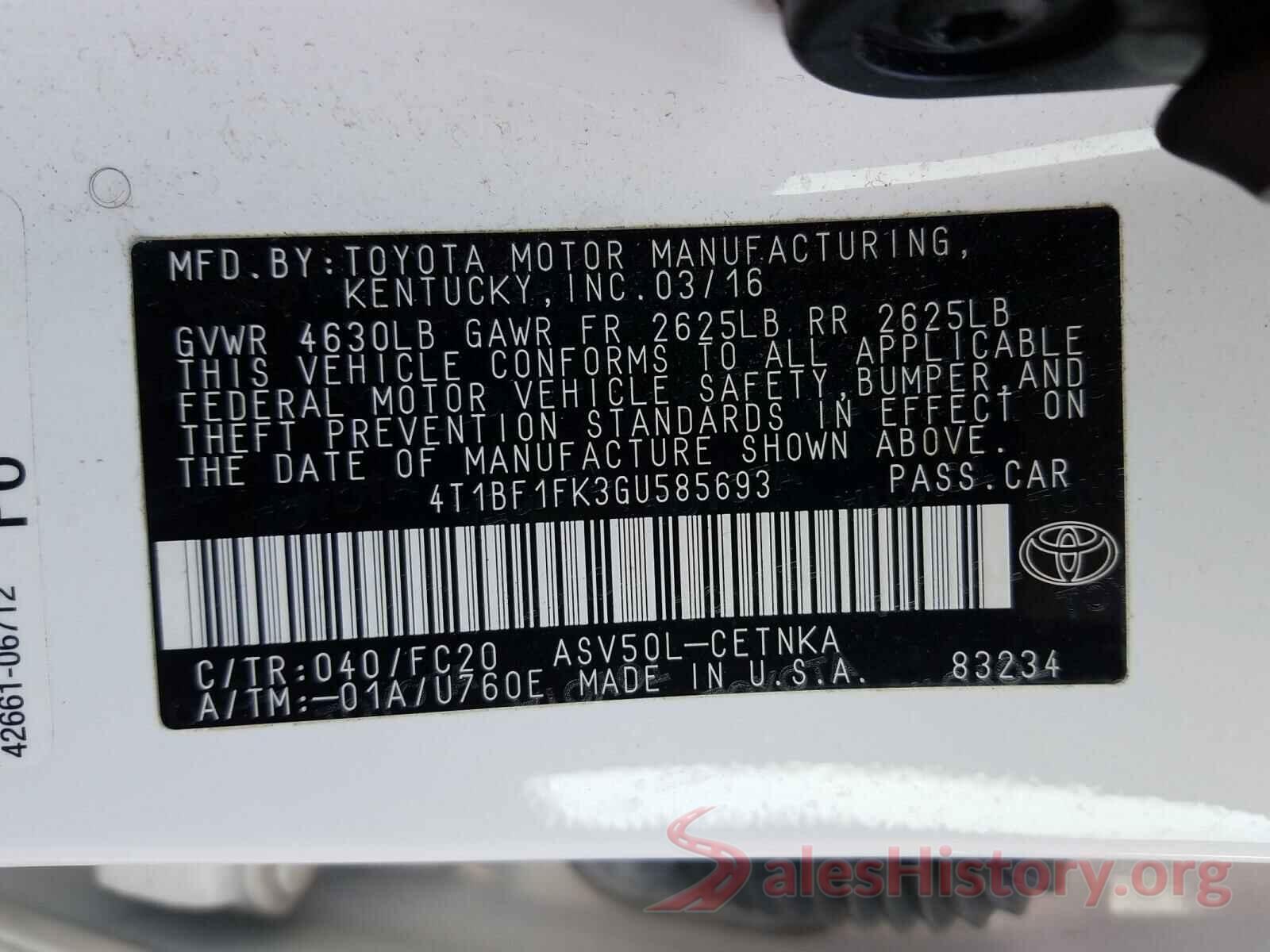 4T1BF1FK3GU585693 2016 TOYOTA CAMRY