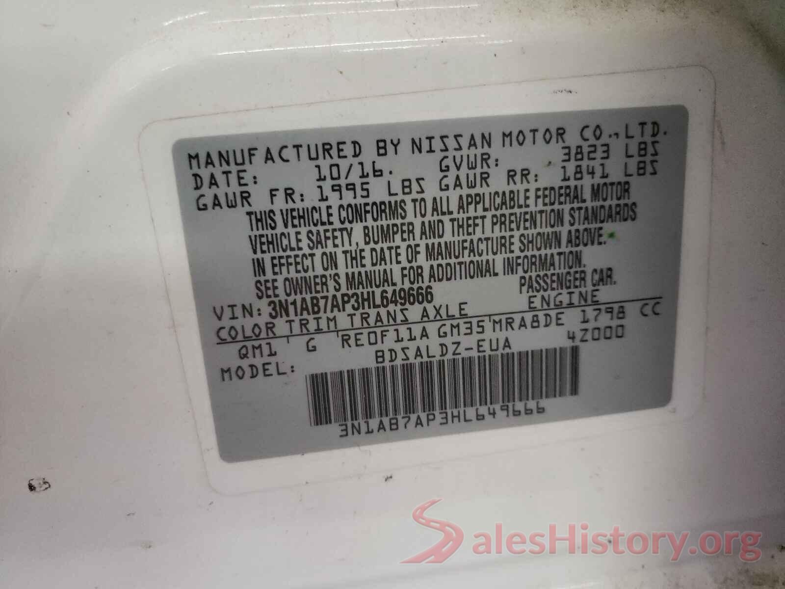 3N1AB7AP3HL649666 2017 NISSAN SENTRA