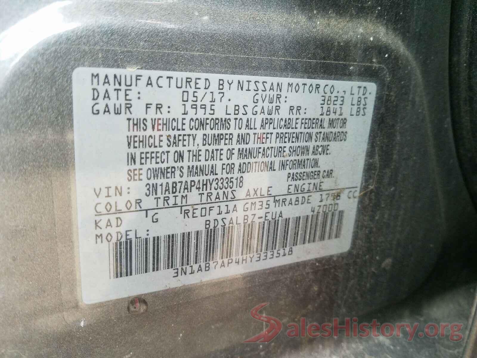 3N1AB7AP4HY333518 2017 NISSAN SENTRA