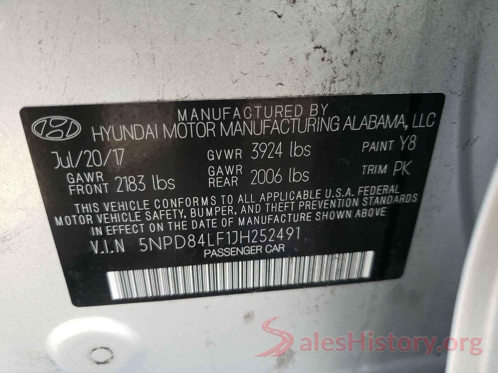 5NPD84LF1JH252491 2018 HYUNDAI ELANTRA