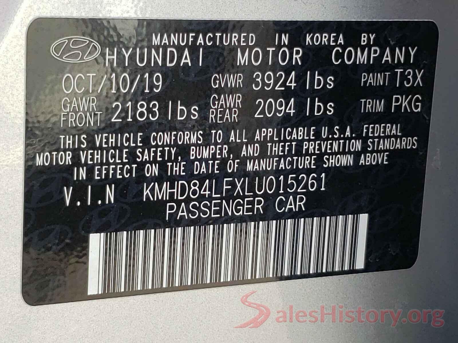 KMHD84LFXLU015261 2020 HYUNDAI ELANTRA