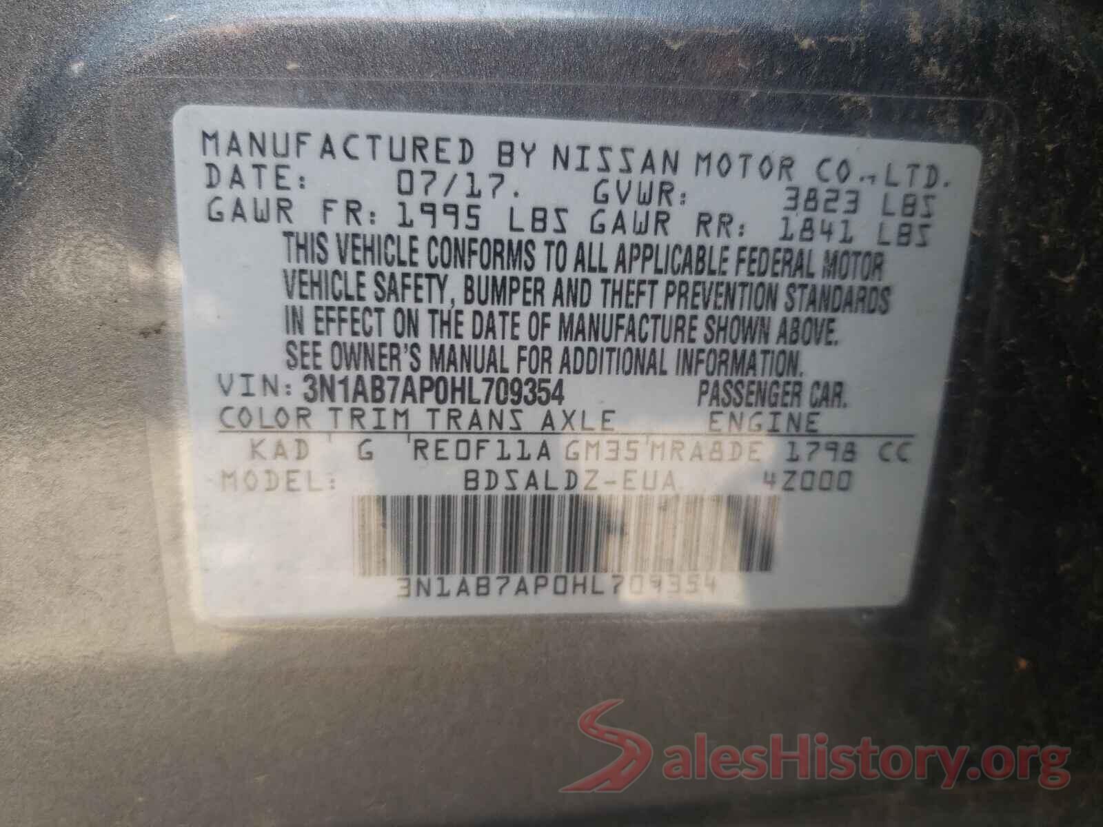 3N1AB7AP0HL709354 2017 NISSAN SENTRA