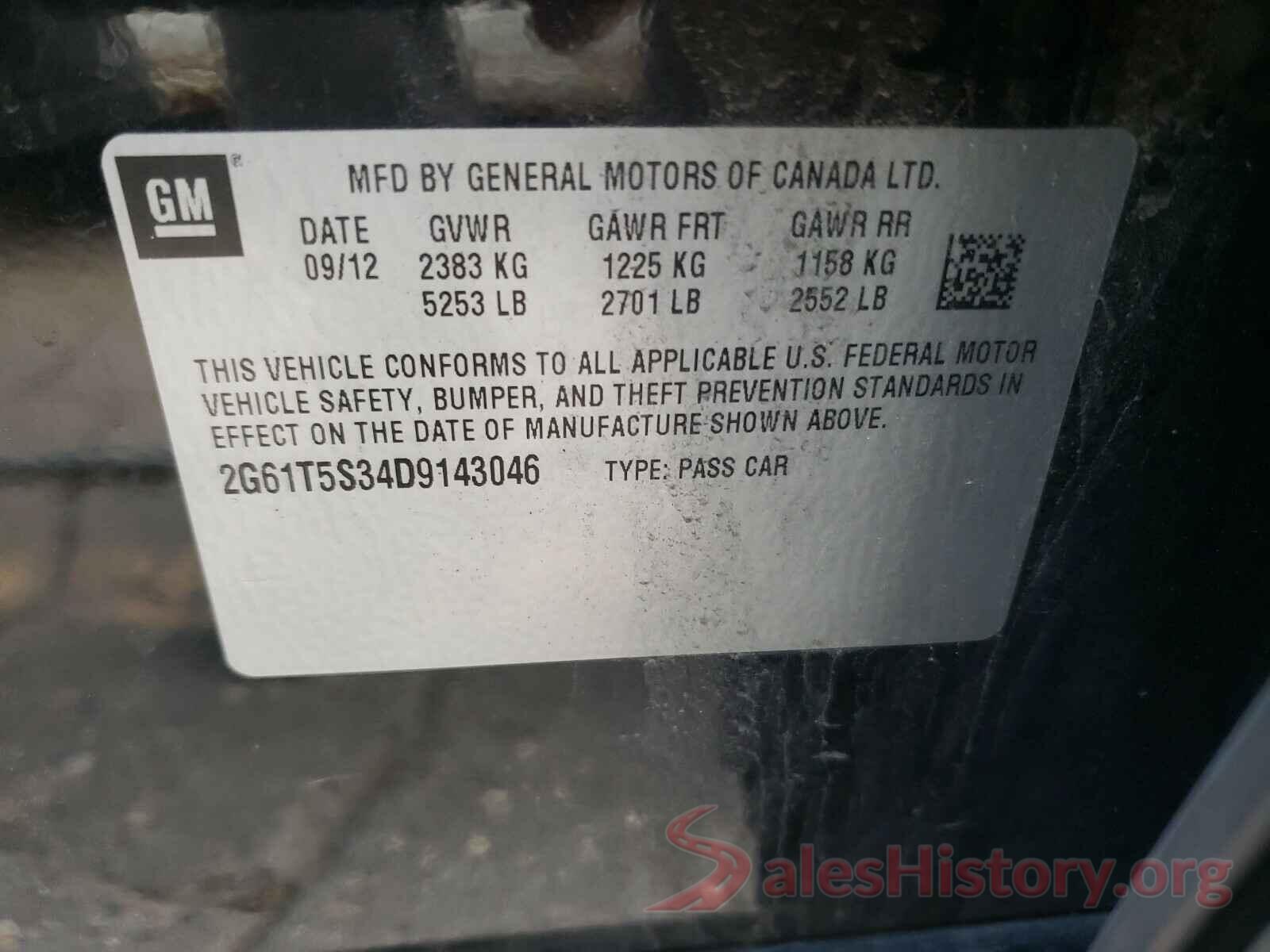 2G61T5S34D9143046 2013 CADILLAC XTS