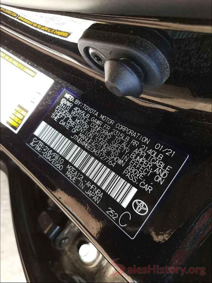 JTNB4MBE0M3127764 2021 TOYOTA COROLLA