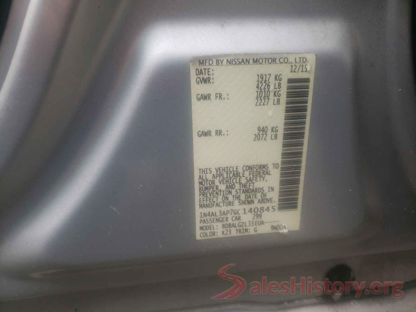 1N4AL3AP7GC140845 2016 NISSAN ALTIMA