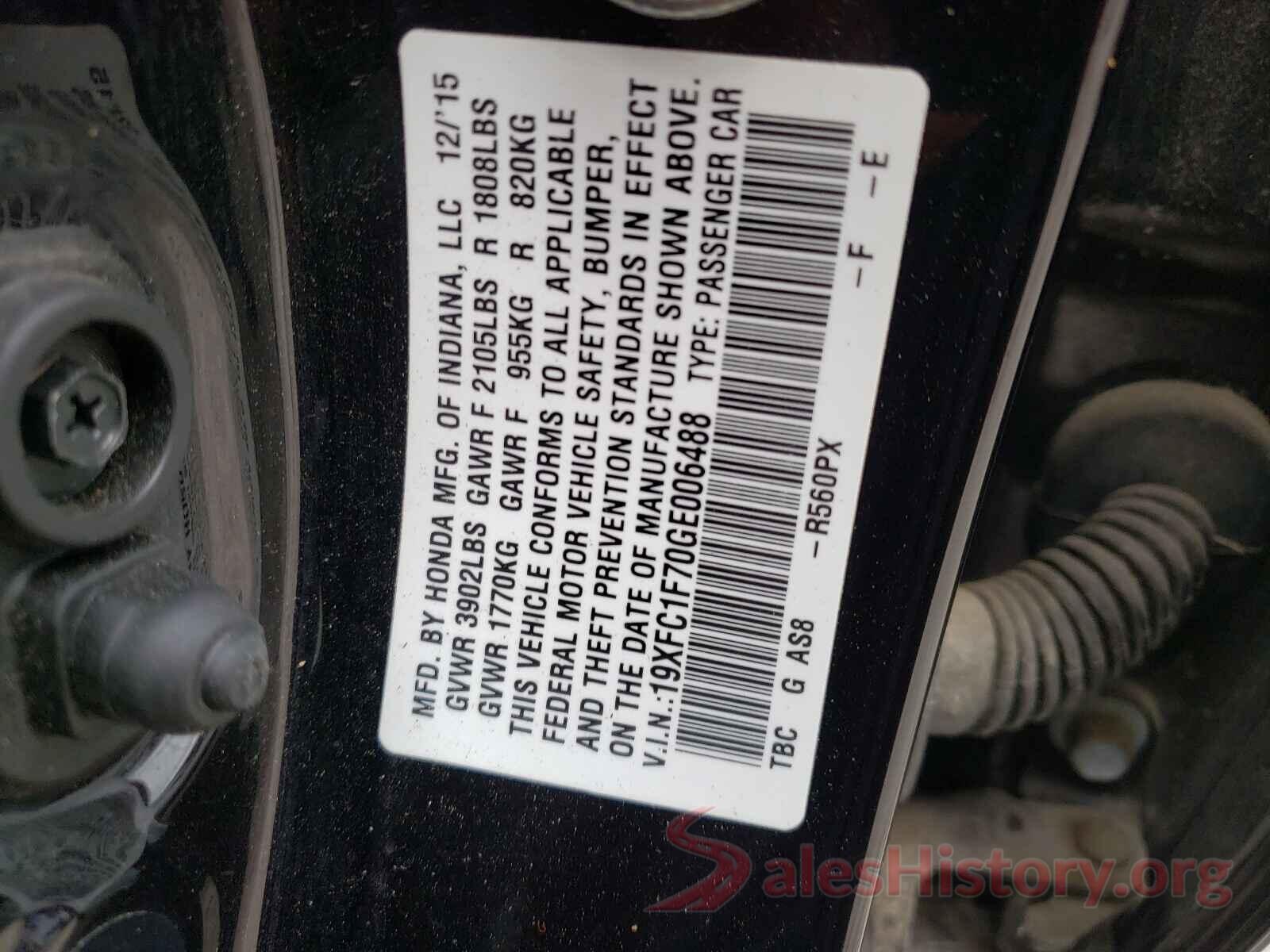 19XFC1F70GE006488 2016 HONDA CIVIC