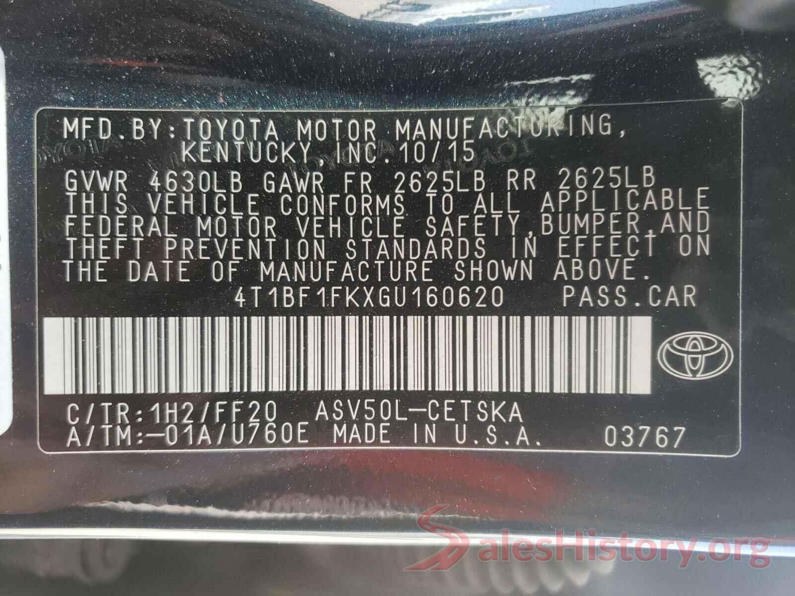 4T1BF1FKXGU160620 2016 TOYOTA CAMRY