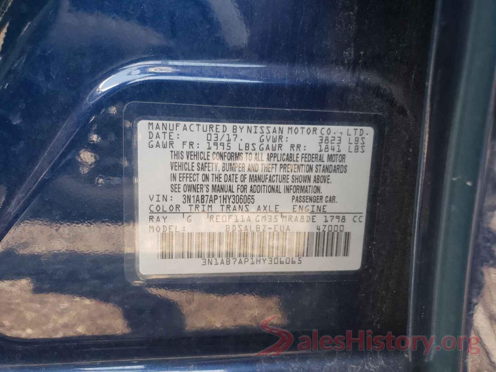 3N1AB7AP1HY306065 2017 NISSAN SENTRA