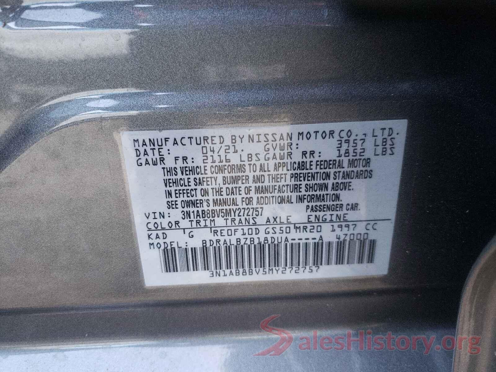 3N1AB8BV5MY272757 2021 NISSAN SENTRA