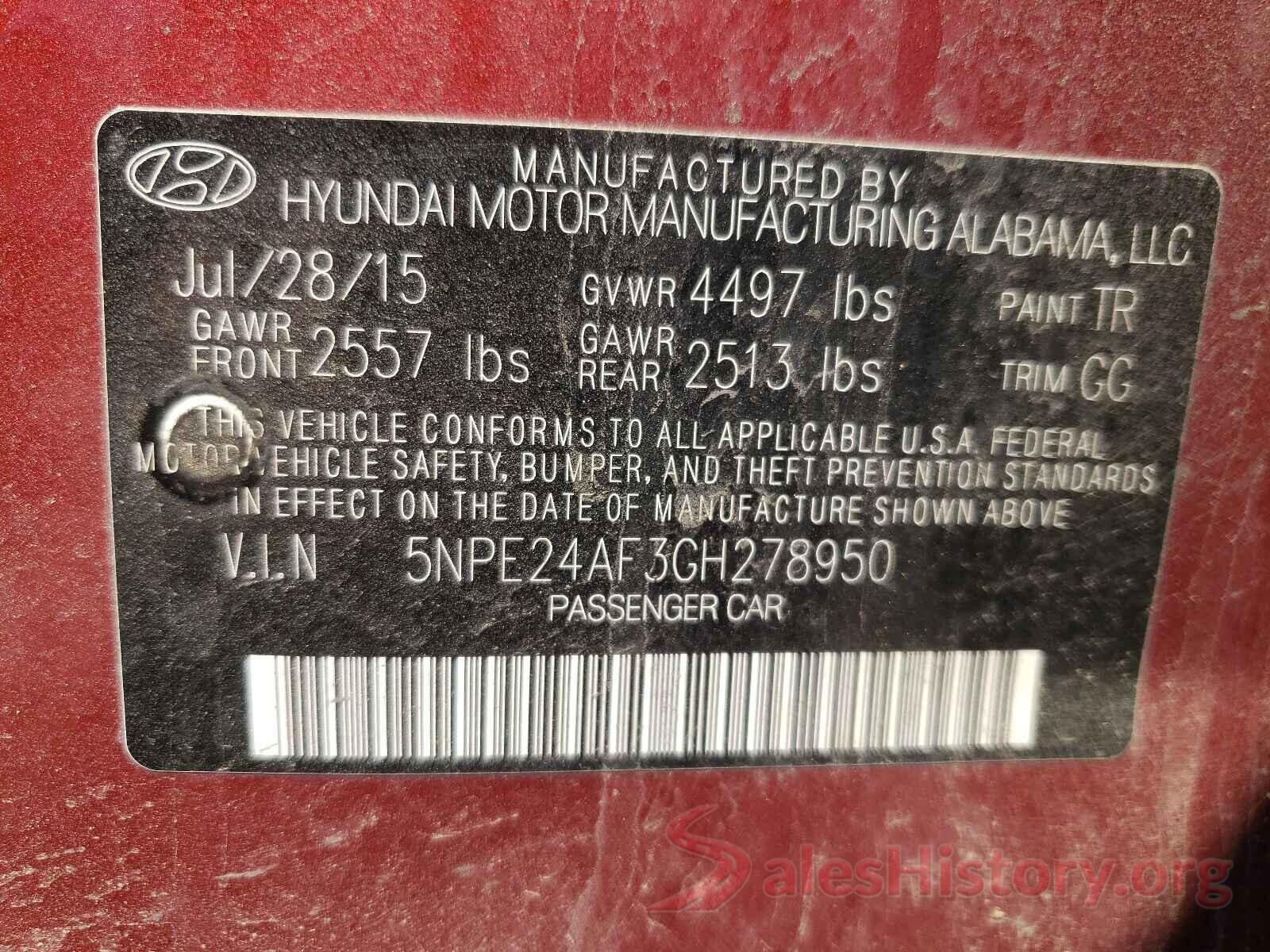 5NPE24AF3GH278950 2016 HYUNDAI SONATA