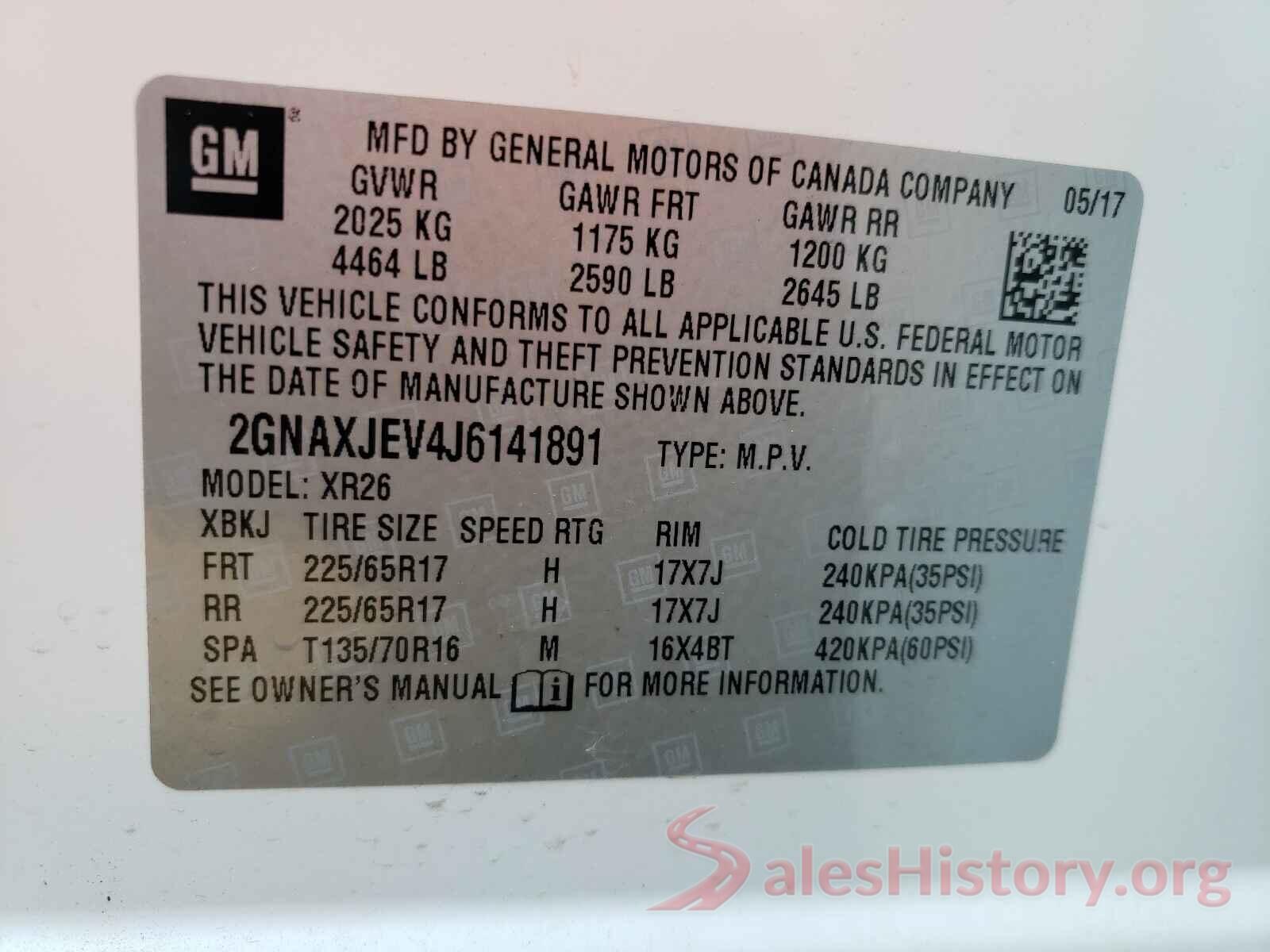 2GNAXJEV4J6141891 2018 CHEVROLET EQUINOX