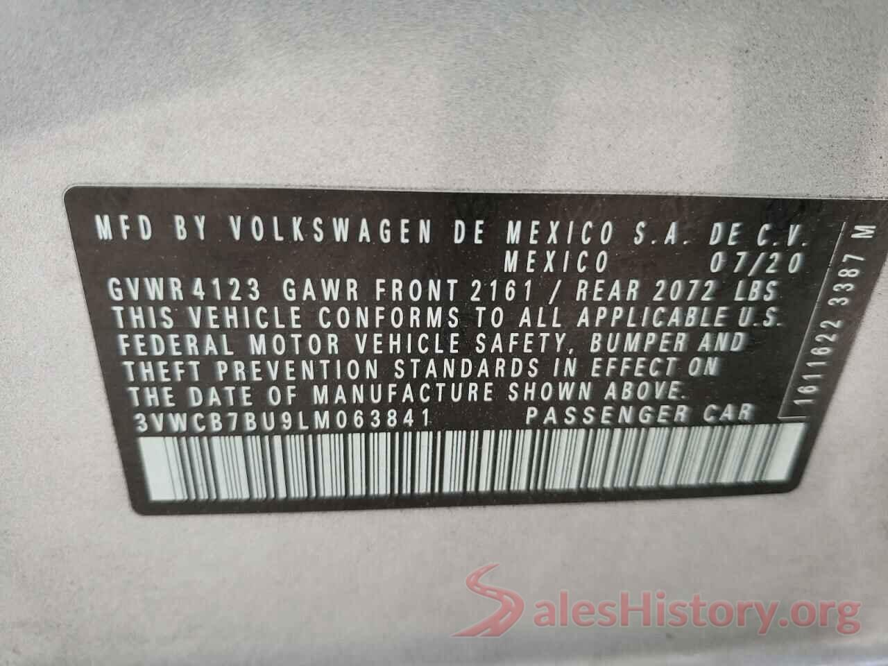 3VWCB7BU9LM063841 2020 VOLKSWAGEN JETTA