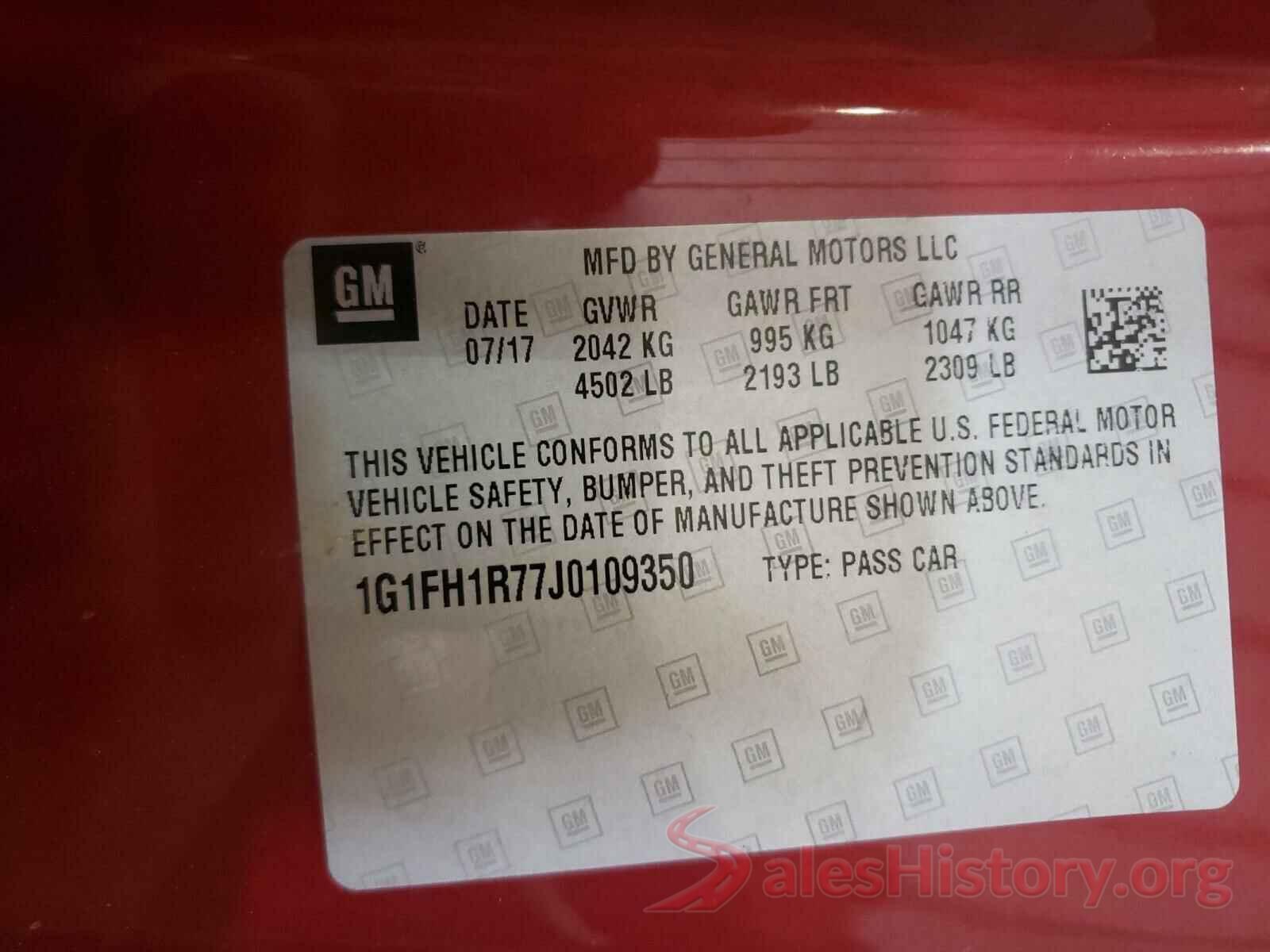 1G1FH1R77J0109350 2018 CHEVROLET CAMARO