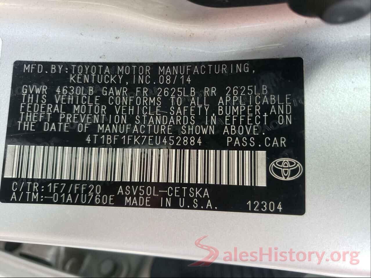 4T1BF1FK7EU452884 2014 TOYOTA CAMRY