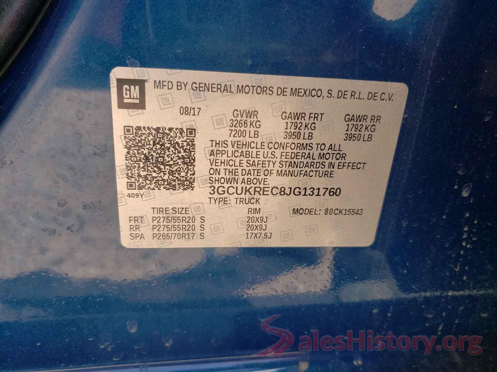 3GCUKREC8JG131760 2018 CHEVROLET SILVERADO