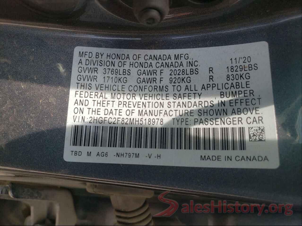 2HGFC2F82MH518978 2021 HONDA CIVIC