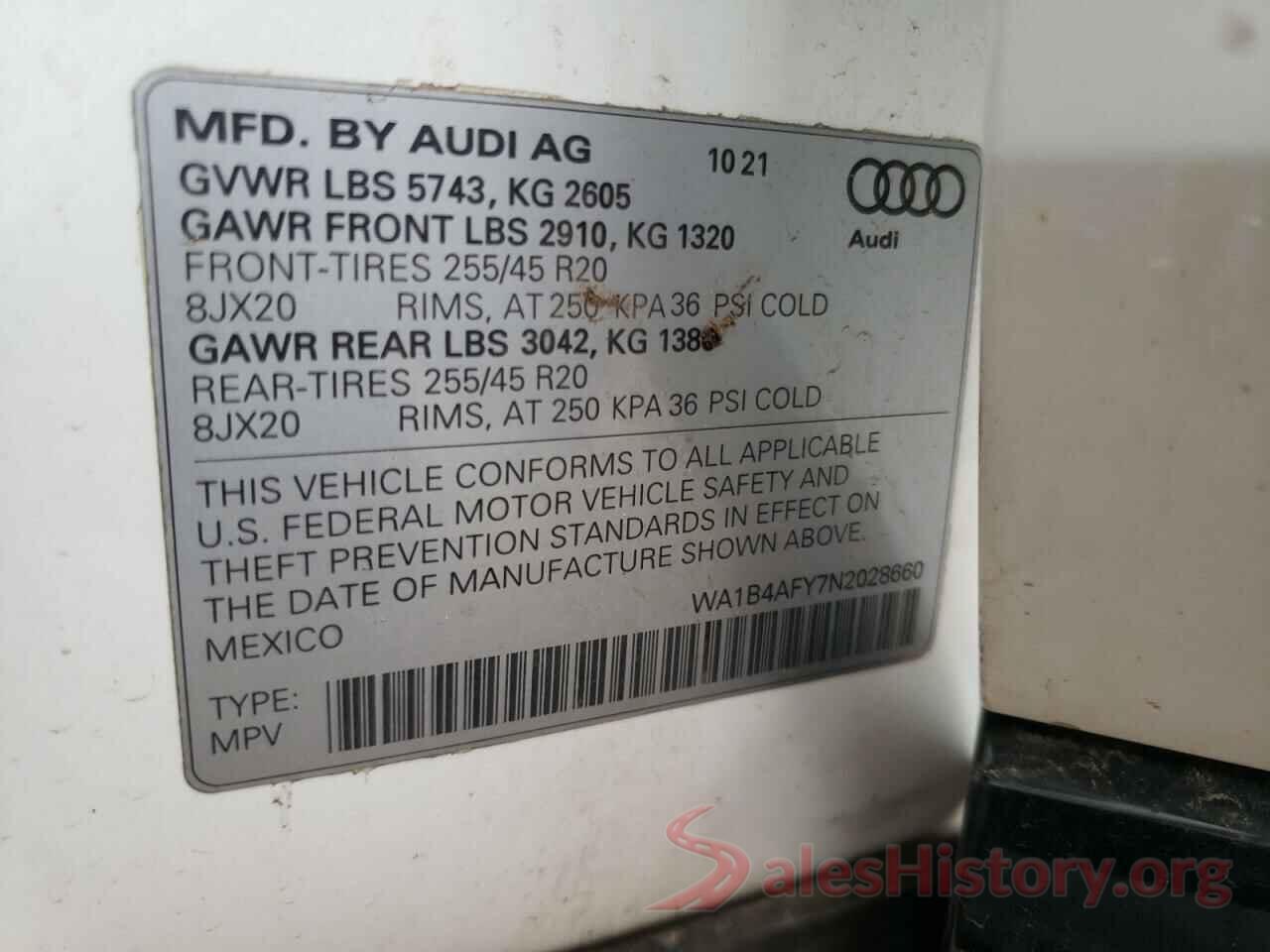 WA1B4AFY7N2028660 2022 AUDI SQ5