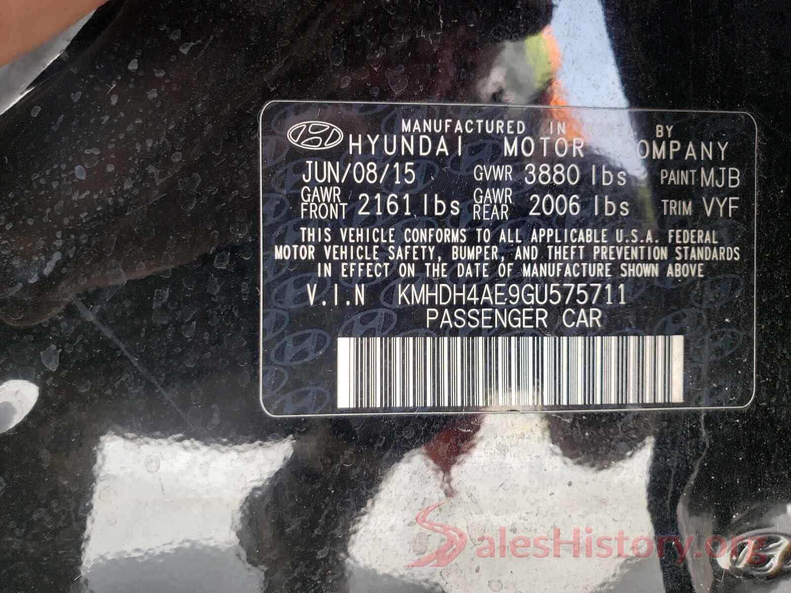 KMHDH4AE9GU575711 2016 HYUNDAI ELANTRA