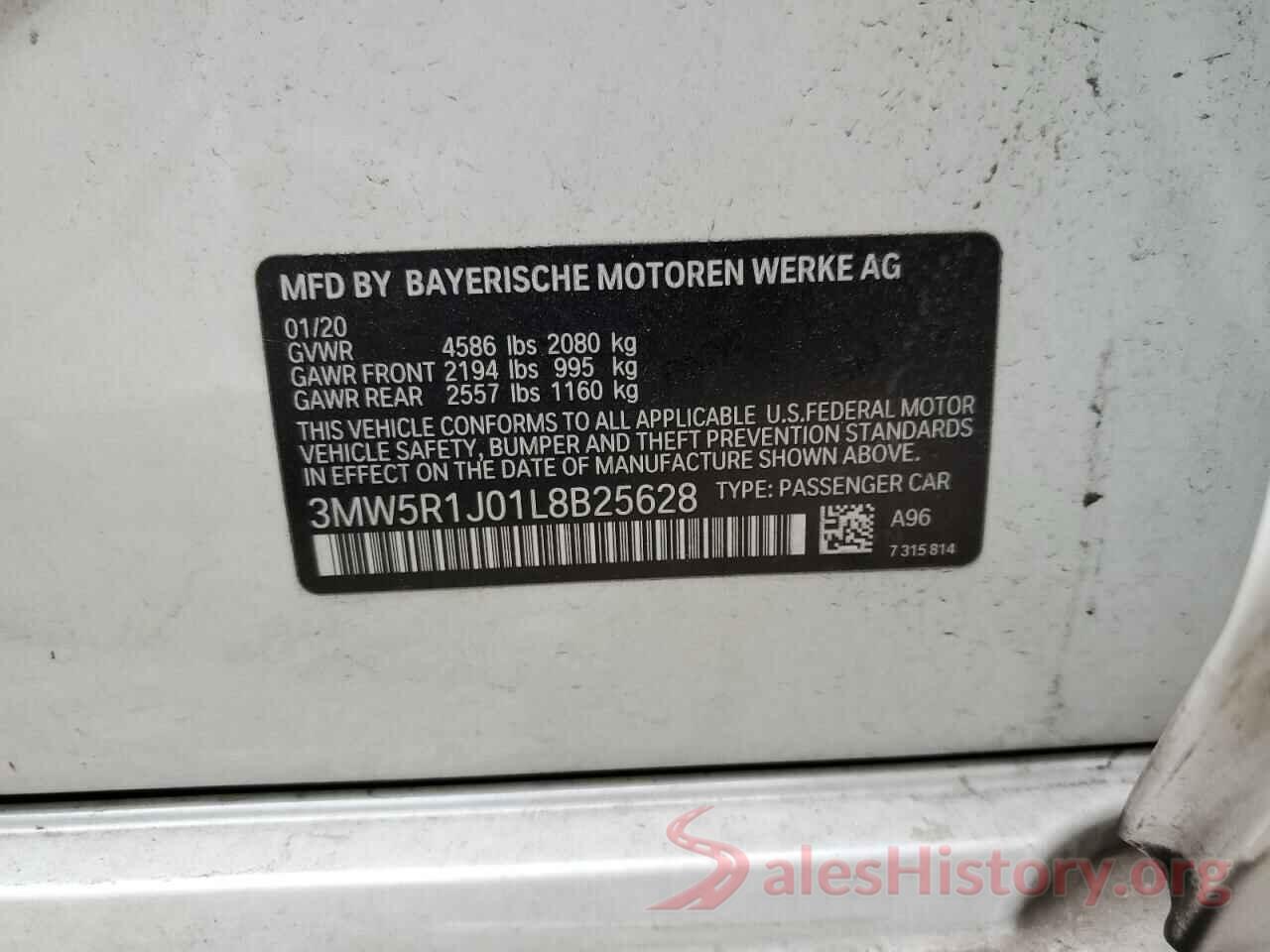 3MW5R1J01L8B25628 2020 BMW 3 SERIES