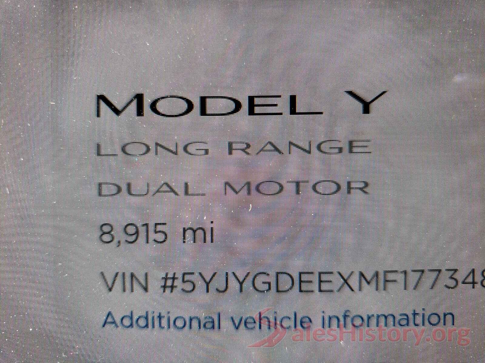 5YJYGDEEXMF177348 2021 TESLA MODEL Y