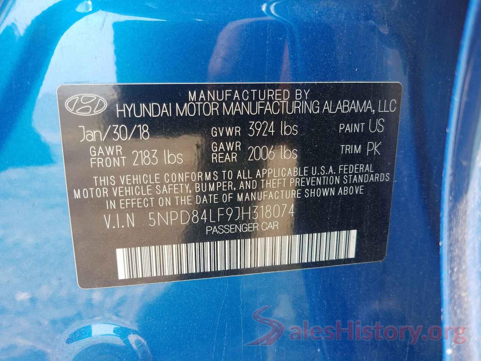 5NPD84LF9JH318074 2018 HYUNDAI ELANTRA