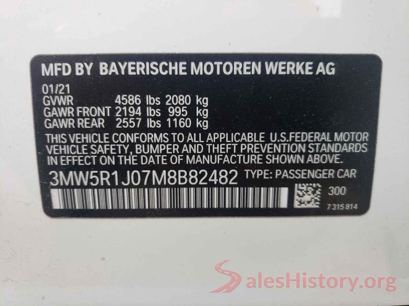 3MW5R1J07M8B82482 2021 BMW 3 SERIES