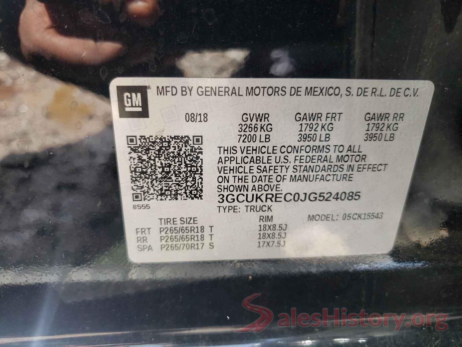 3GCUKREC0JG524085 2018 CHEVROLET SILVERADO